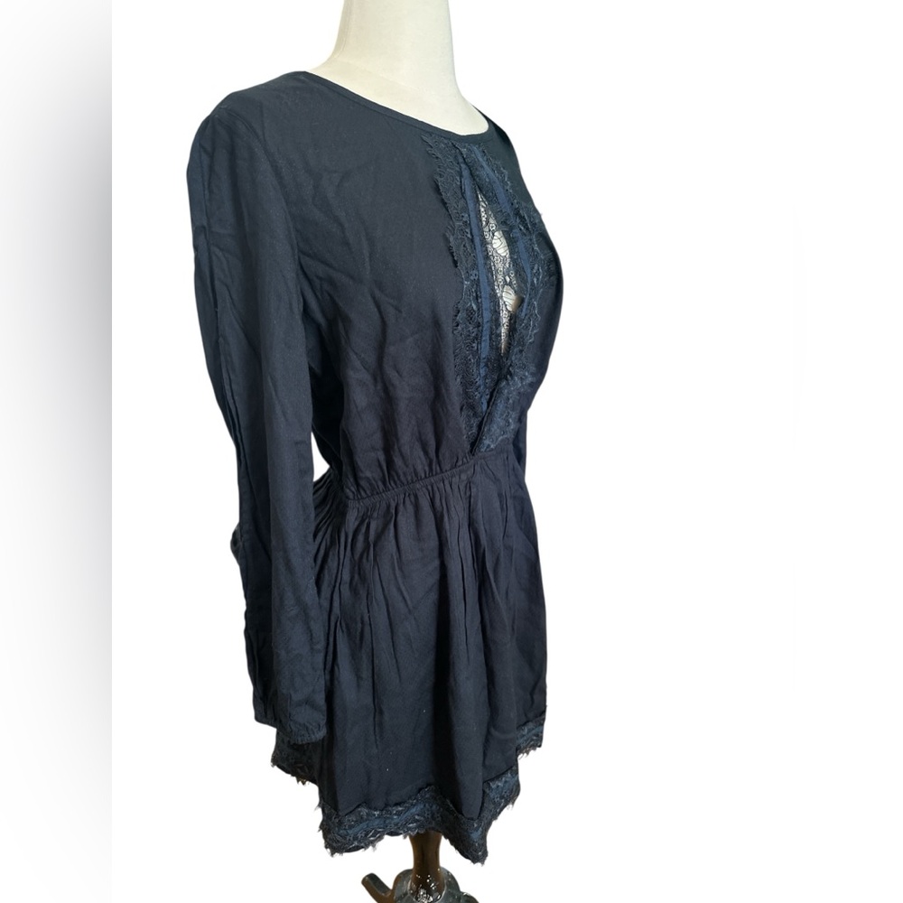 Roxy navy blue Lace Chemise with Elegant Trim - Picture 2 of 7